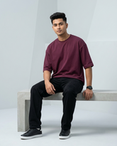 Premium Oversized Drop Shoulder Maroon Solid