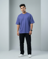 Premium Oversized Drop Shoulder Blue Solid