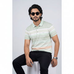 Men’s Premium Striped Polo T-Shirt -Off-White & Cream