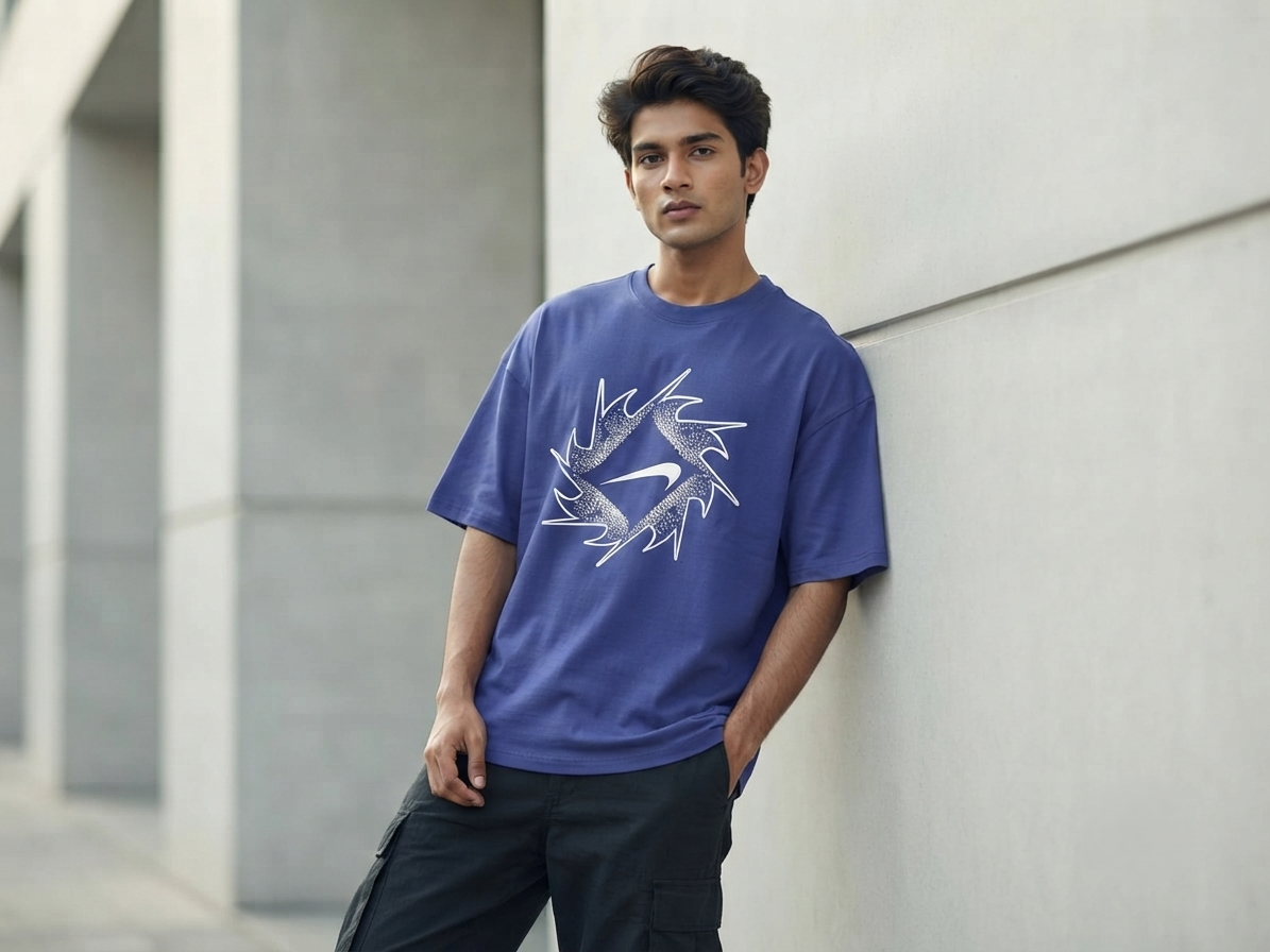 Premium Oversized Drop Shoulder Blue Nike