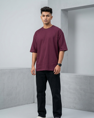Premium Oversized Drop Shoulder Maroon Solid