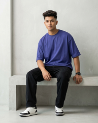 Premium Oversized Drop Shoulder Blue Solid