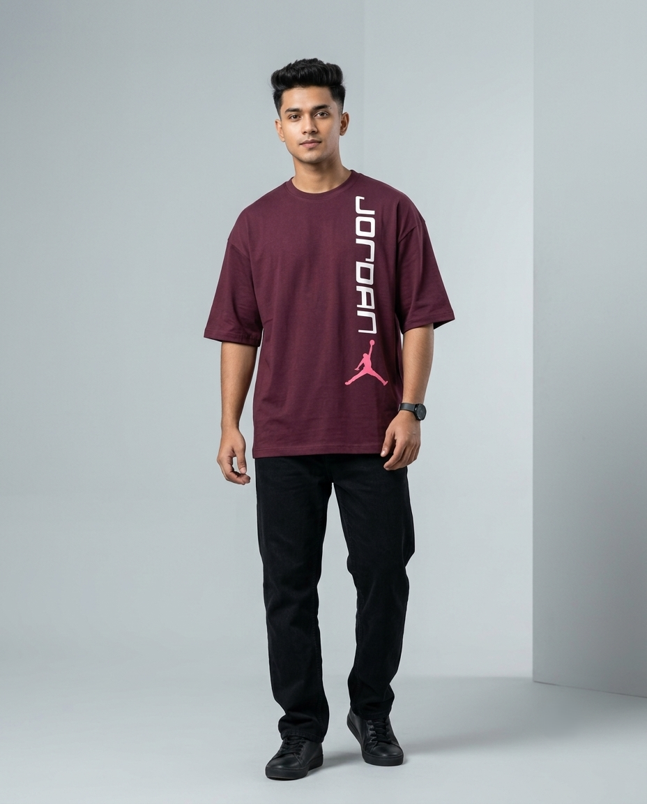 Premium Oversized Drop Shoulder Maroon Air Jordan