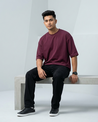 Premium Oversized Drop Shoulder Maroon Solid