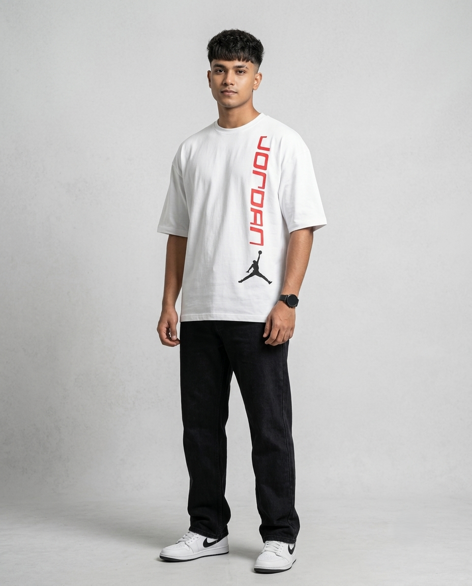 Premium Oversized Drop Shoulder White Jordan
