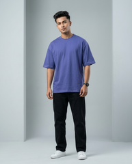 Premium Oversized Drop Shoulder Blue Solid