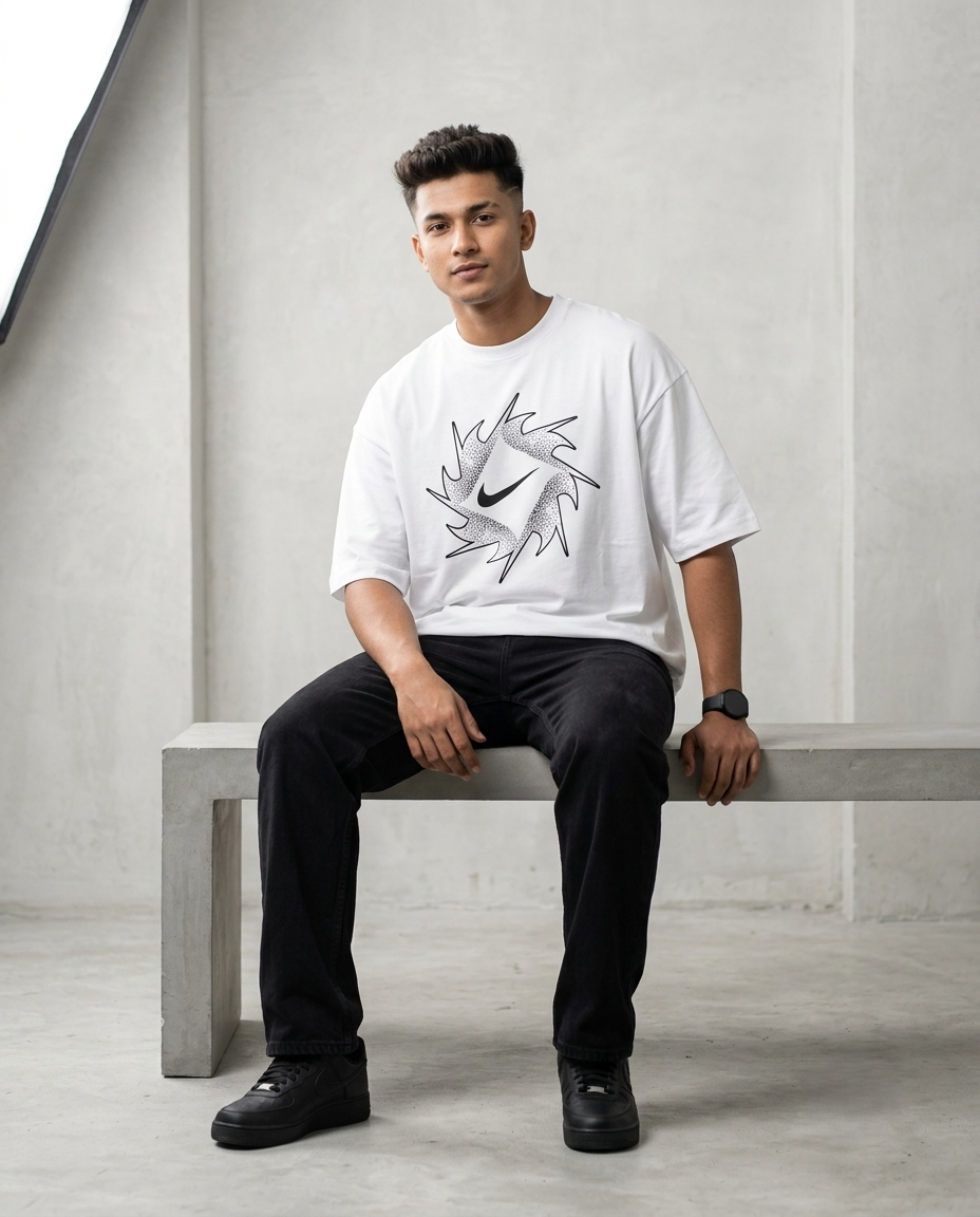 Premium Oversized Drop Shoulder White Nike
