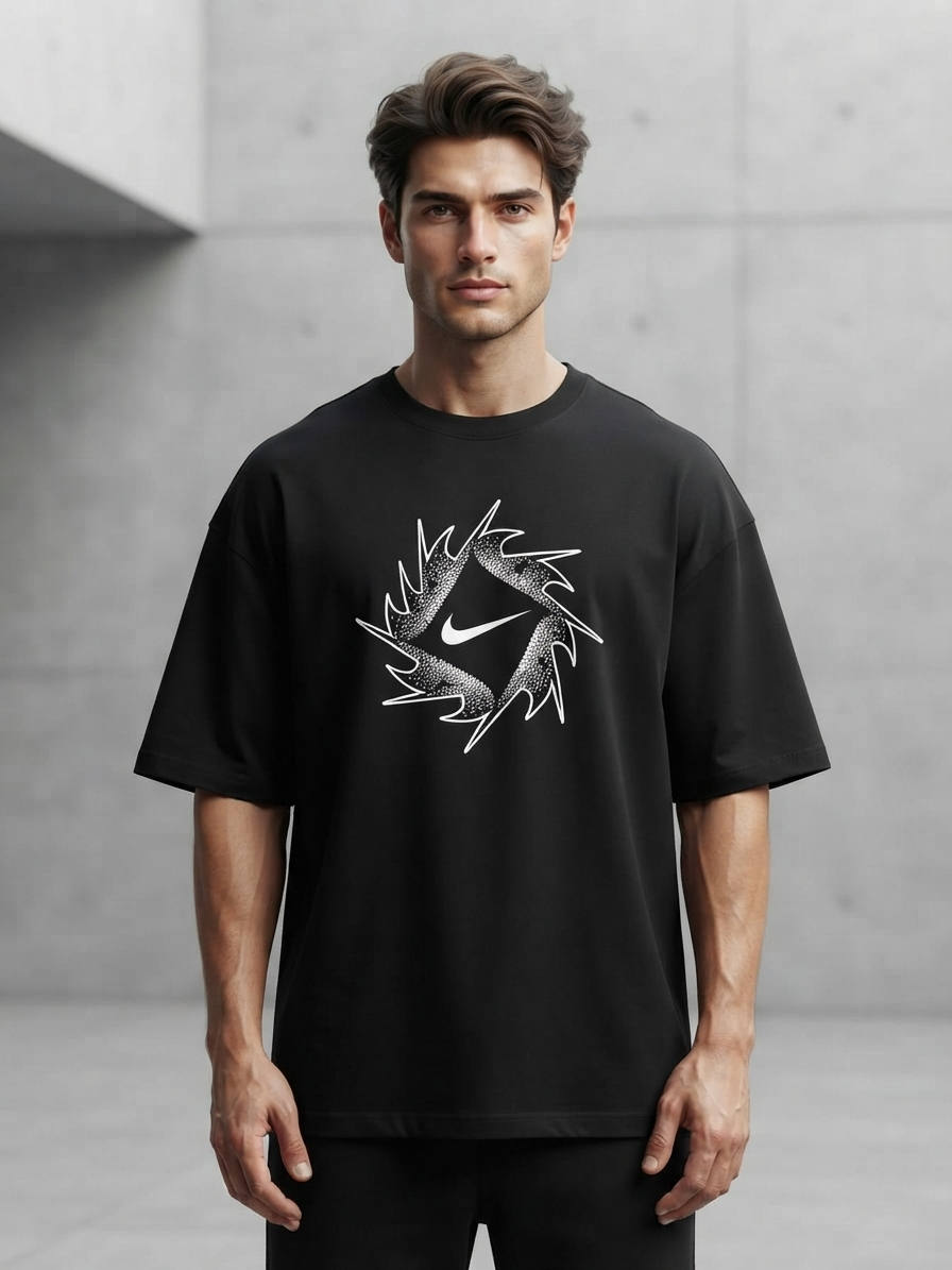 Premium Oversized Drop Shoulder Nike Black