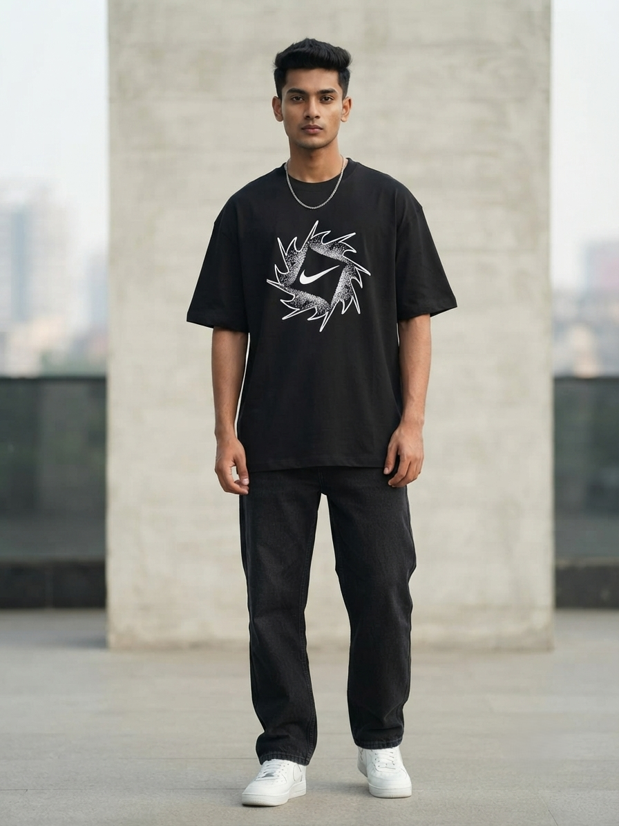 Premium Oversized Drop Shoulder Nike Black