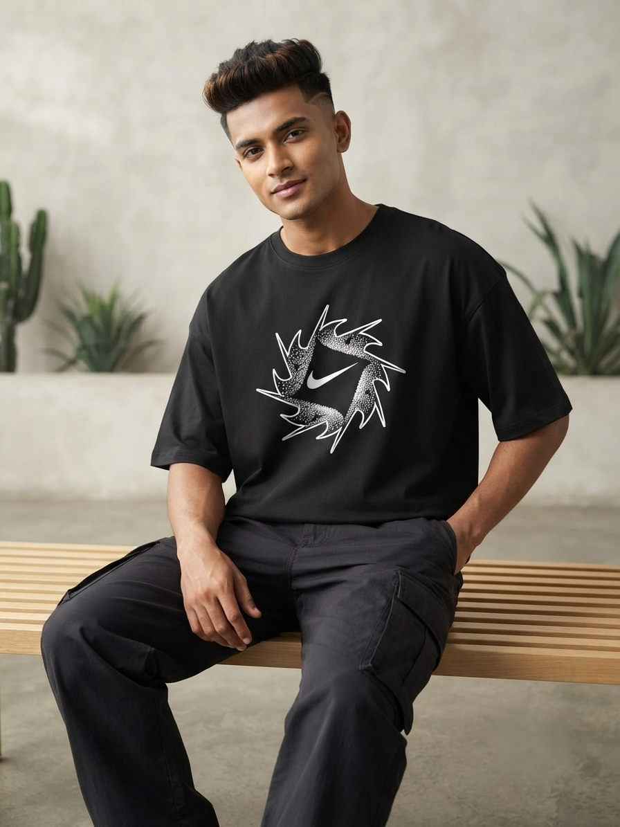 Premium Oversized Drop Shoulder Nike Black