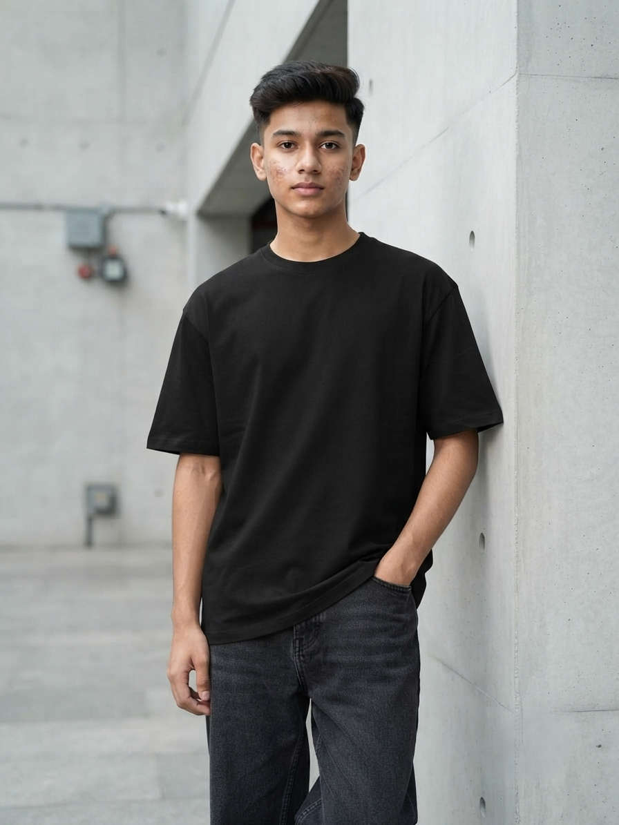 Premium Oversized Drop Shoulder Solid Black