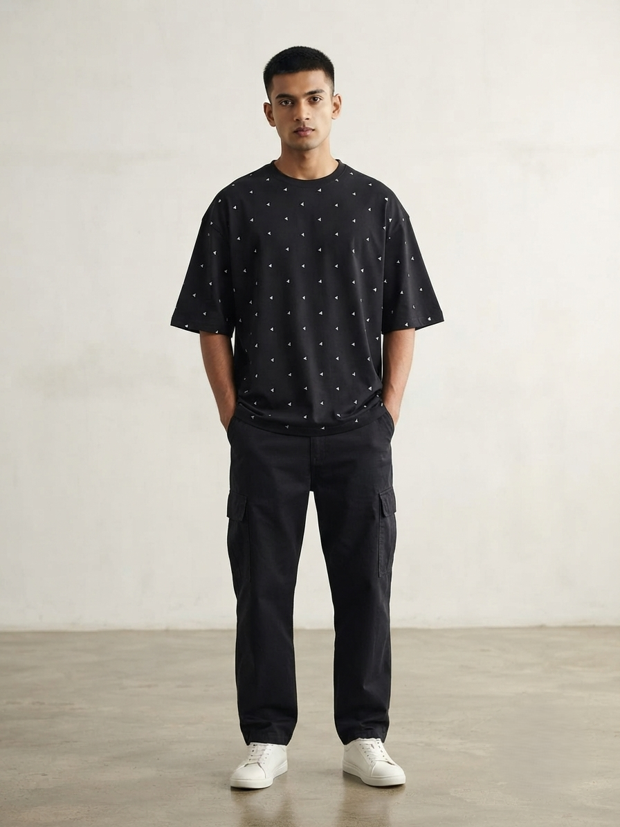 Premium Oversized Drop Shoulder Black Star