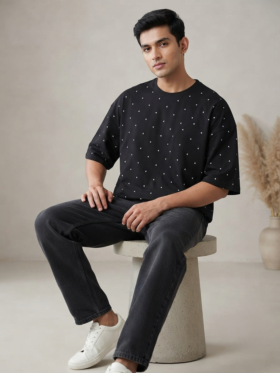 Premium Oversized Drop Shoulder Black Star
